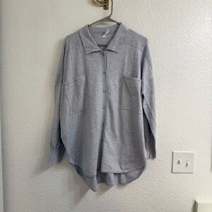 Daily Practice Heather Gray Knit Button-Up Shirt Jacket Size Large